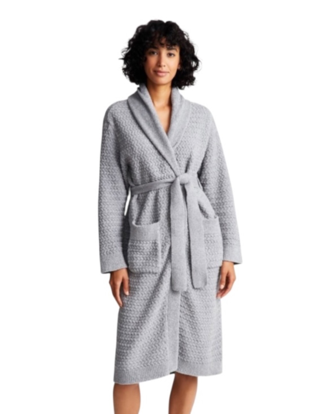 State of Day Women's Chenille Waffle-Knit Robe, Chiseled Stone - NWT